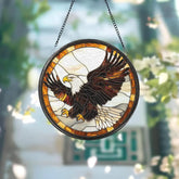 Stained Glass Eagle Suncatcher Wildlife Bird Window Art Handmade Gift for Nature Lovers Cabin Wall Decor Bald Eagle